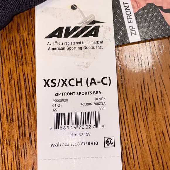 XS Avia Front Close A B C Cup Black Sport Bra Zipper Front Mesh High Support NWT - Picture 12 of 14